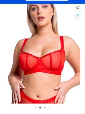 Sheer Red Underwire Mesh Bra with Delicate Charm